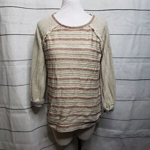 Lucky Brand  cream striped knit top Small